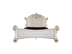 Vendome Two Tone Ivory Fabric & Antique Pearl Eastern King Bed - Ornate Home