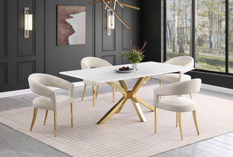 Venera White Faux Marble Dining Room Table - Ornate Home