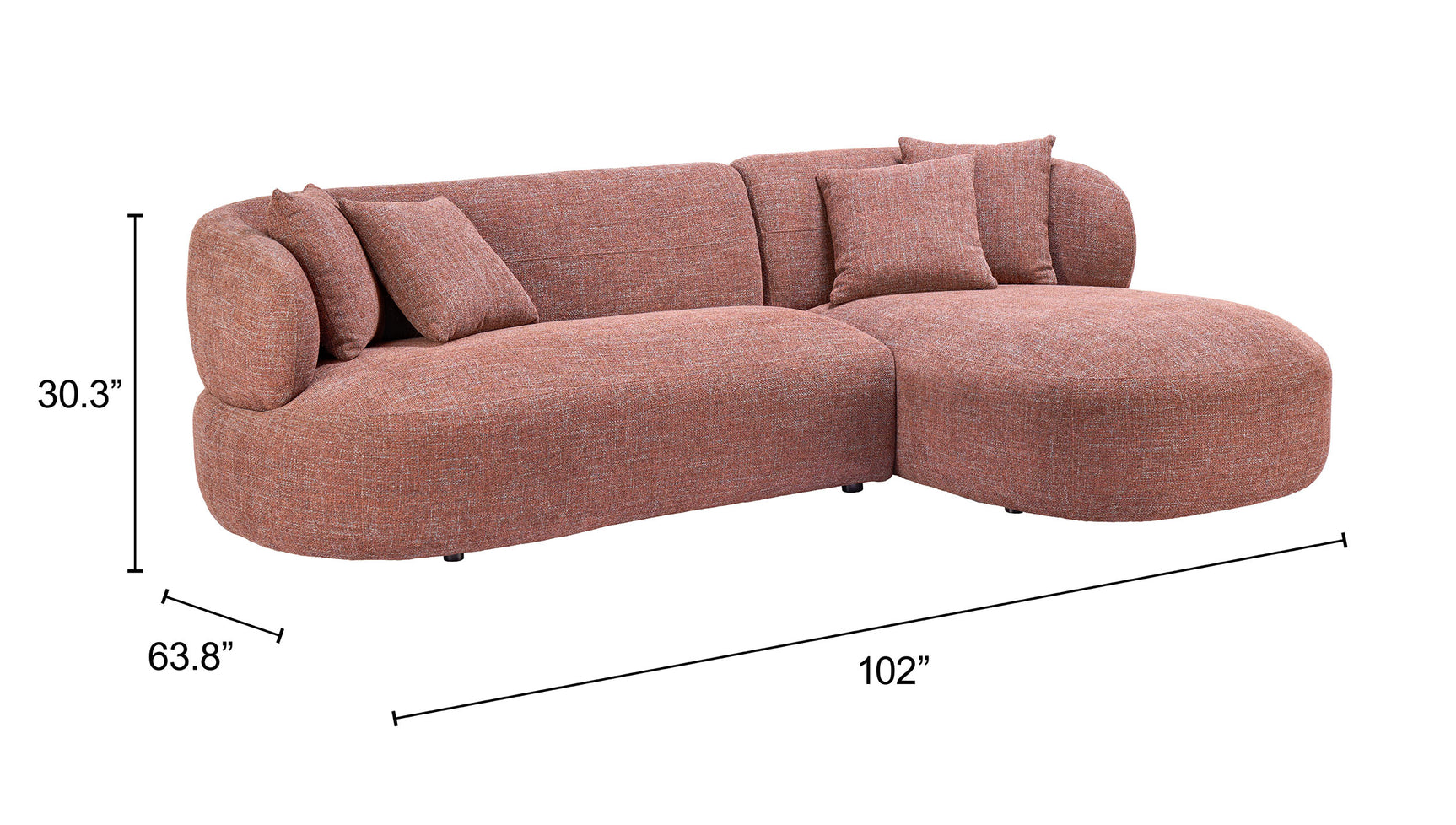 Venezia Brown Chaise Sectional - Ornate Home