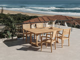 Venice 5-Piece Rectangular Teak Outdoor Dining Set with Extendable Table and Stacking Armchairs - Ornate Home