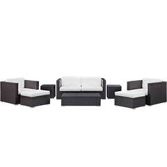 Venice Espresso/White 8 Piece Outdoor Patio Sofa Set - Ornate Home