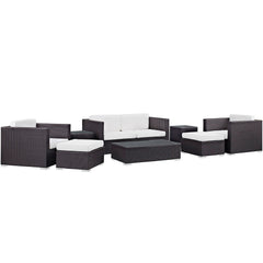 Venice Espresso/White 8 Piece Outdoor Patio Sofa Set - Ornate Home