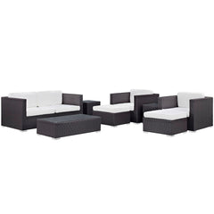 Venice Espresso/White 8 Piece Outdoor Patio Sofa Set - Ornate Home