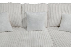 Venice Ivory Corduroy Storage Sleeper Sectional w/ Dual Cupholders & USB Ports - Ornate Home
