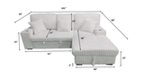 Venice Ivory Corduroy Storage Sleeper Sectional w/ Dual Cupholders & USB Ports - Ornate Home