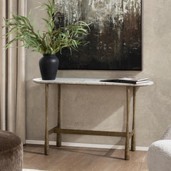 Venicia White Sage 52" Oval Console Table - Ornate Home