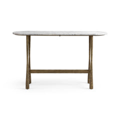 Venicia White Sage 52" Oval Console Table - Ornate Home