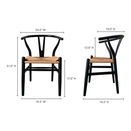 Ventana Black/Natural Dining Chair (Set of 2) - Ornate Home