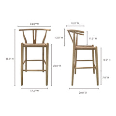 Ventana Natural Counter Stool - Ornate Home