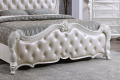 Ventresca White 5 Pc. Leatherette Queen Bedroom Set w/ 2NS - Ornate Home