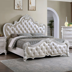 Ventresca White 5 Pc. Leatherette Queen Bedroom Set w/ Chest - Ornate Home