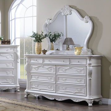 Ventresca White 5 Pc. Leatherette Queen Bedroom Set w/ Chest - Ornate Home