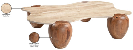 Ventura Beige/Brown And Acacia Wood Coffee Table - Ornate Home