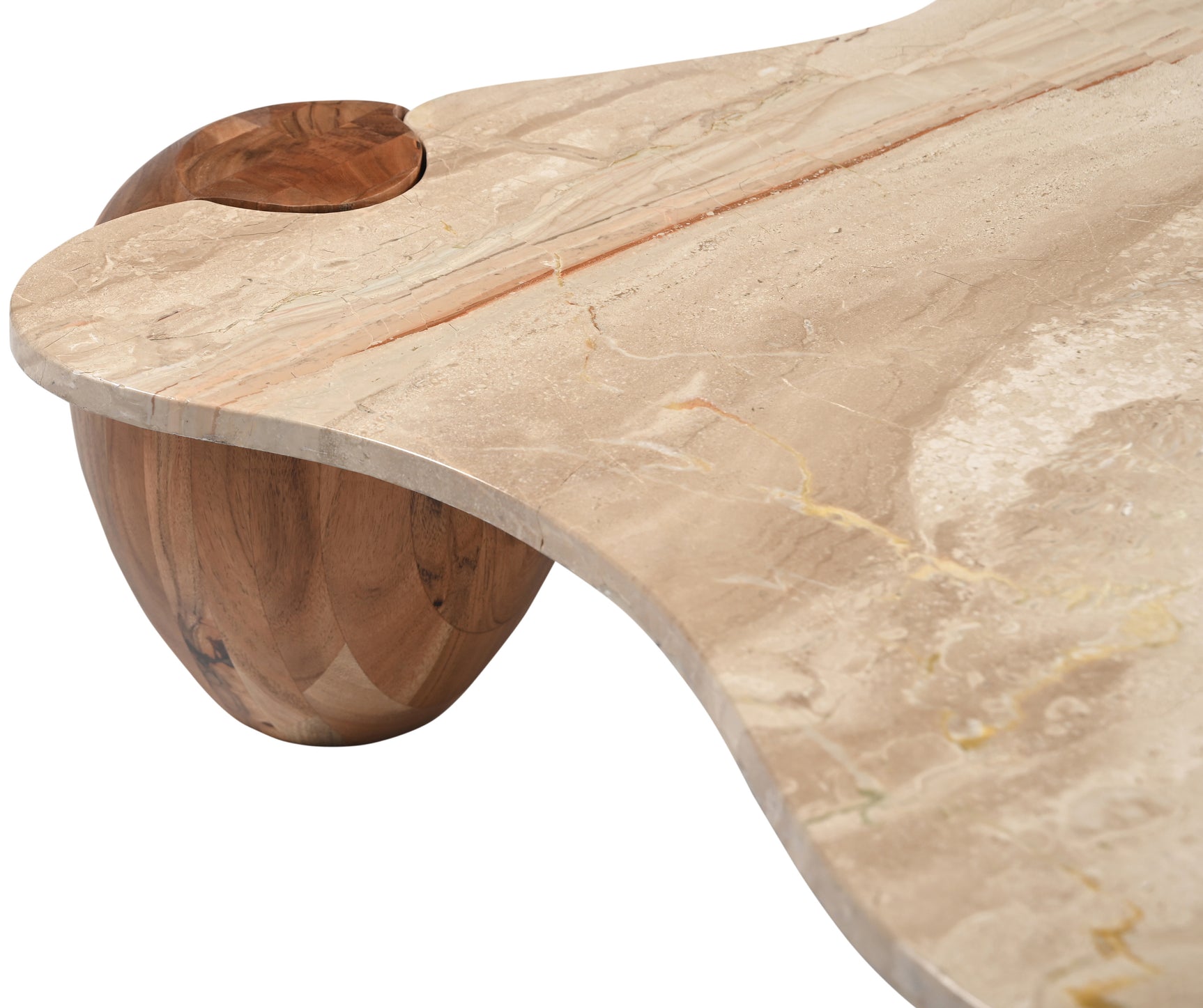 Ventura Beige/Brown And Acacia Wood Coffee Table - Ornate Home