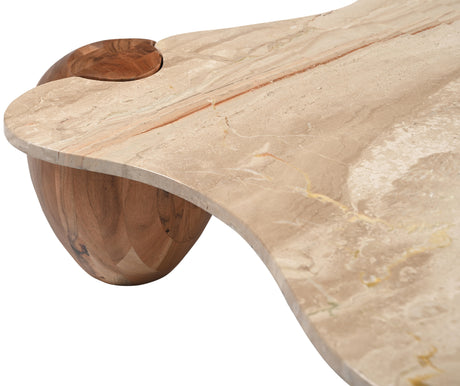 Ventura Beige/Brown And Acacia Wood Coffee Table - Ornate Home