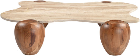 Ventura Beige/Brown And Acacia Wood Coffee Table - Ornate Home