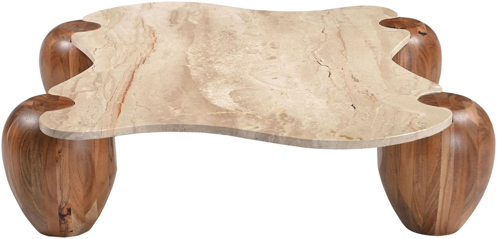 Ventura Beige/Brown And Acacia Wood Coffee Table - Ornate Home