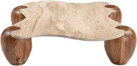 Ventura Beige/Brown And Acacia Wood Coffee Table - Ornate Home