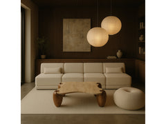 Ventura Beige/Brown And Acacia Wood Coffee Table - Ornate Home