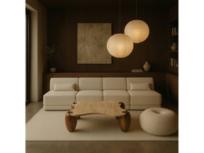 Ventura Beige/Brown And Acacia Wood Coffee Table - Ornate Home