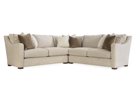 Ventura Beige/Tan Fabric Sectional (3 Piece) - Ornate Home