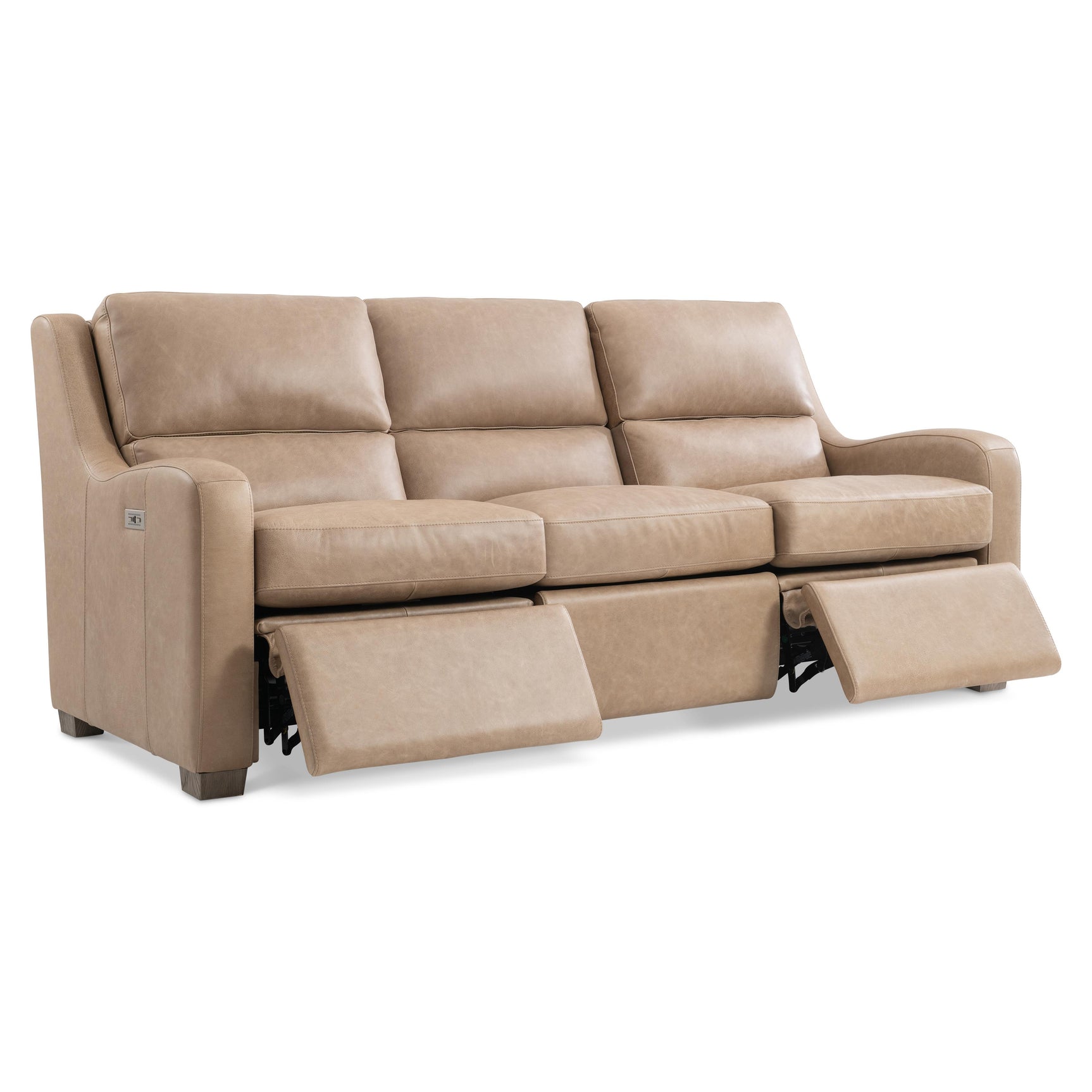 Ventura Beige/Tan Leather Power Motion Sofa - Ornate Home