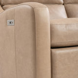 Ventura Beige/Tan Leather Power Motion Sofa - Ornate Home