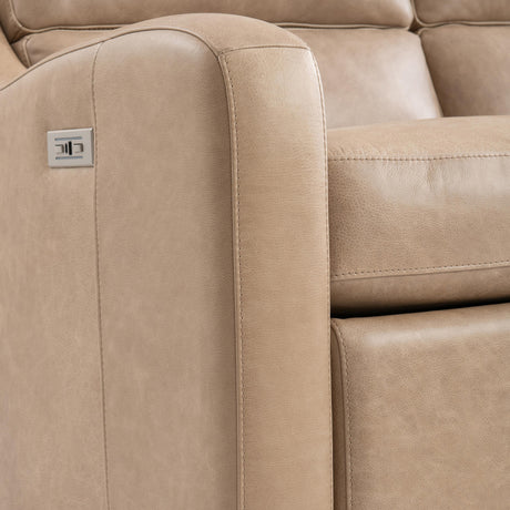 Ventura Beige/Tan Leather Power Motion Sofa - Ornate Home