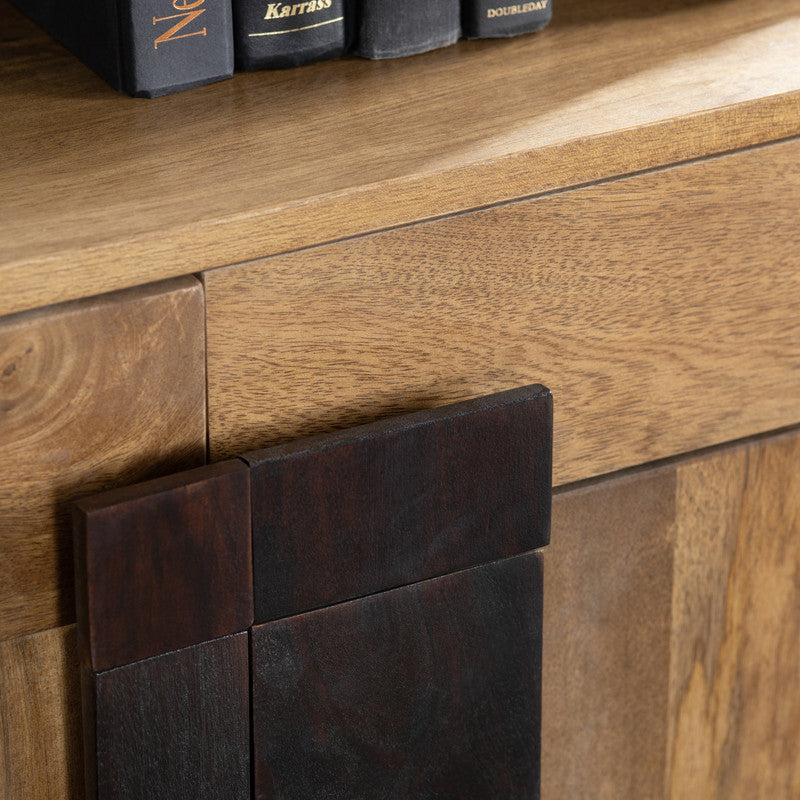 Ventura Brown/Black 4-Door, 4-Drawer Media Credenza - Ornate Home