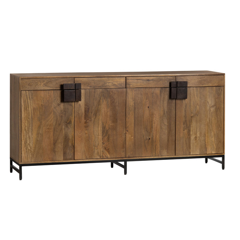 Ventura Brown/Black 4-Door, 4-Drawer Media Credenza - Ornate Home