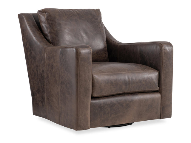 Ventura Brown Leather Swivel Chair - Ornate Home