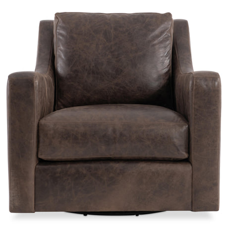 Ventura Brown Leather Swivel Chair - Ornate Home