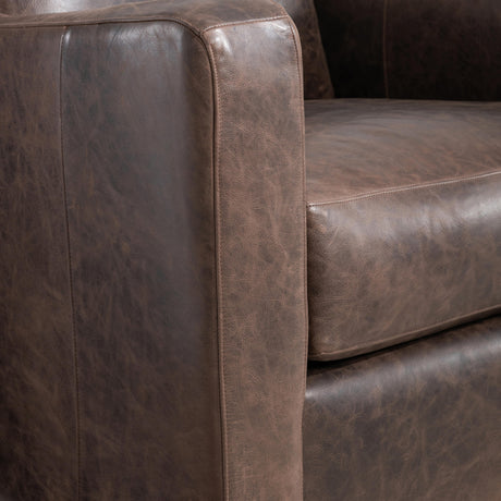 Ventura Brown Leather Swivel Chair - Ornate Home