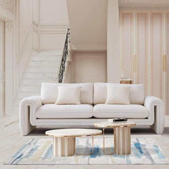 Ventura Ivory Boucle Uph. Designer Living Room Set - Ornate Home