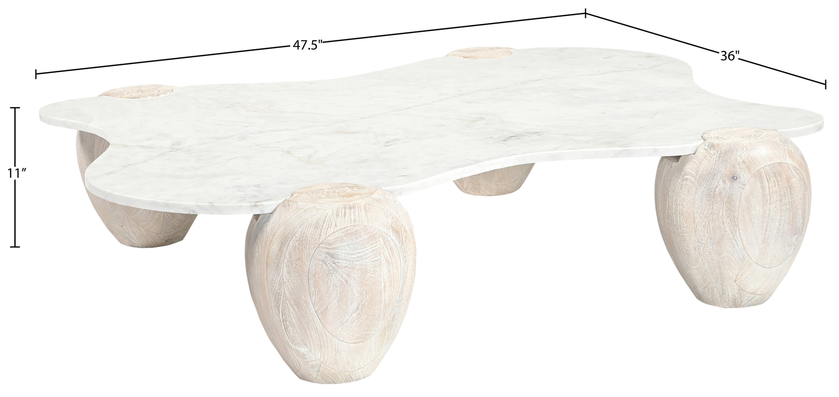 Ventura White And Acacia Wood Coffee Table - Ornate Home