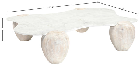 Ventura White And Acacia Wood Coffee Table - Ornate Home