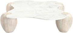 Ventura White And Acacia Wood Coffee Table - Ornate Home