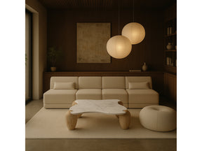 Ventura White And Acacia Wood Coffee Table - Ornate Home