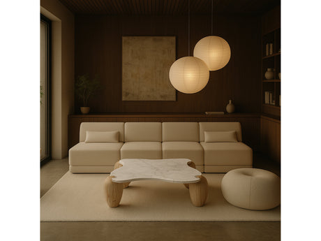 Ventura White And Acacia Wood Coffee Table - Ornate Home