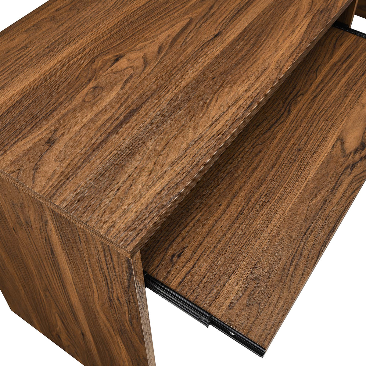 Venture Walnut L-Shaped Wood Office Desk - Ornate Home