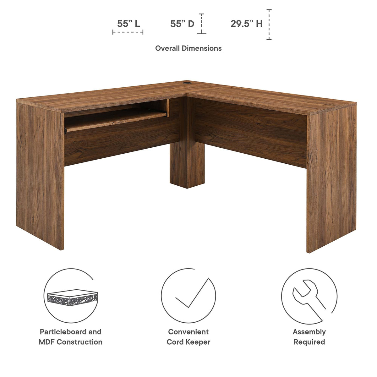 Venture Walnut L-Shaped Wood Office Desk - Ornate Home