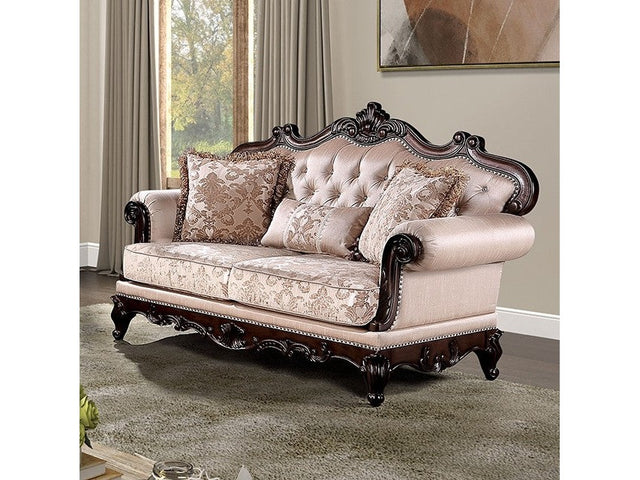 Veracruz Dark Cherry/Light Brown Loveseat - Ornate Home