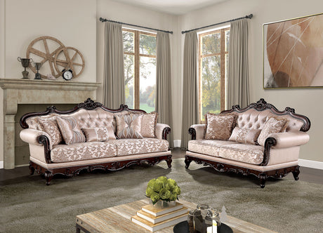 Veracruz Dark Cherry/Light Brown Loveseat - Ornate Home