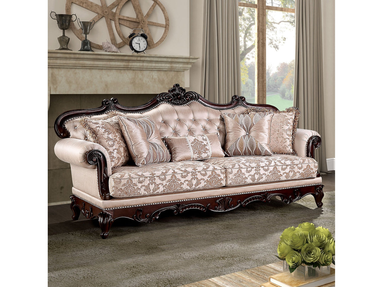 Veracruz Dark Cherry/Light Brown Sofa - Ornate Home