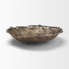 Verdant Antiqued Brass Large Metal Decorative Centerpiece Bowl - Ornate Home