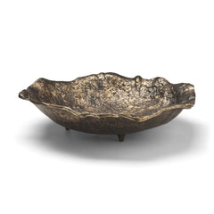 Verdant Antiqued Brass Small Metal Decorative Centerpiece Bowl - Ornate Home