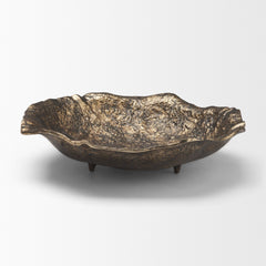 Verdant Antiqued Brass Small Metal Decorative Centerpiece Bowl - Ornate Home
