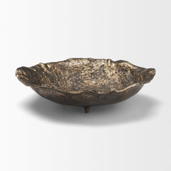Verdant Antiqued Brass Small Metal Decorative Centerpiece Bowl - Ornate Home