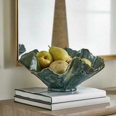 Verdant Bloom Emerald Outdoor Bowl - Ornate Home