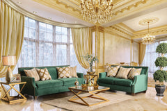 Verdante Emerald Green/Gold Loveseat - Ornate Home